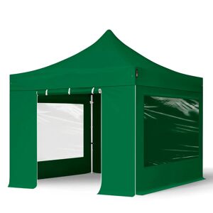 Toolport 3x3m PES 800 Pop Up Gazebo PROFESSIONAL Aluminium 40 mm, incl. Sidewalls with Panorama Windows, dark green - (600145)