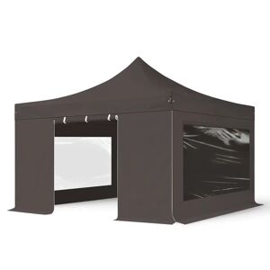 Toolport 4x4m PES 800 Pop Up Gazebo PROFESSIONAL Aluminium 40 mm, incl. Sidewalls with Panorama Windows, dark grey - (600180)