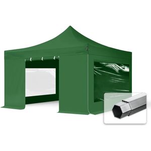 Toolport 4x4m PES 800 Pop Up Gazebo PROFESSIONAL Aluminium 40 mm, incl. Sidewalls with Panorama Windows, dark green - (600187)