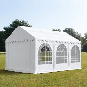 Toolport 4x6m 2.6m Sides Marquee / Party Tent w. ground frame, PVC 1400 fire resistant, white - (7694bl)