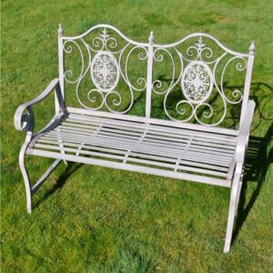 Antique Grey Ornate Garden Bench Material: Metal