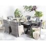 Beliani Garden Dining Set Grey PE Rattan 6-Seater Table and 6 Chairs with Grey Cushions