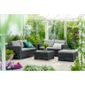 Keter California 4 Seater Outdoor Double Garden Furniture Lounge Set black/gray 71.5 H x 141.0 W x 68.0 D cm