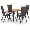 vidaXL 4 Seater Dining Set black/brown 80.0 W x 80.0 D cm