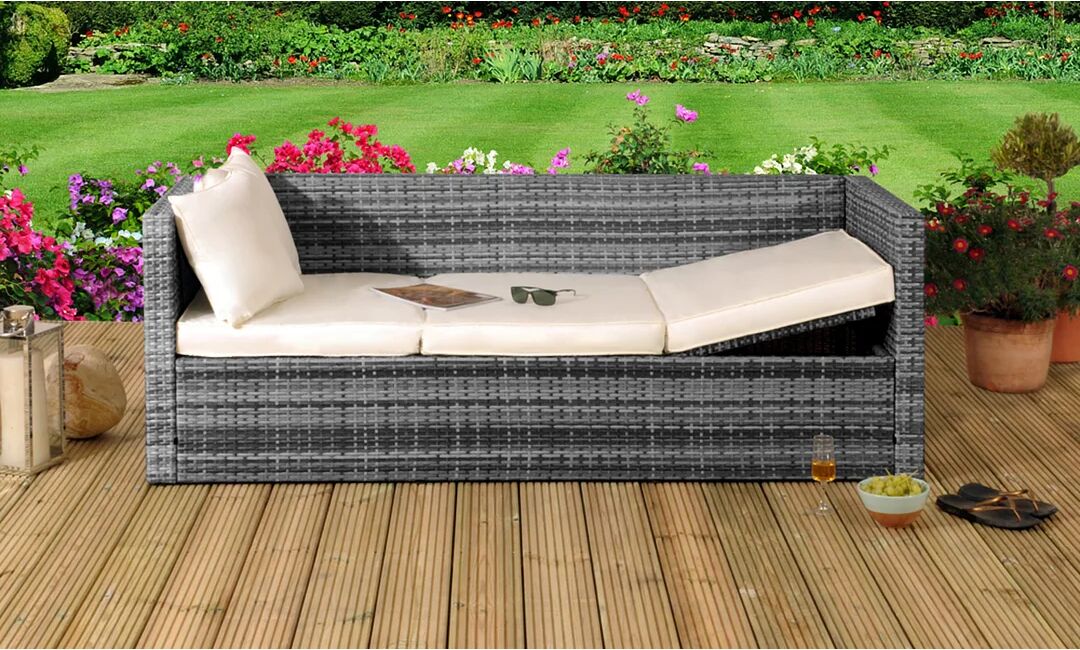 Photos - Garden Furniture Dakota Fields Katelin Garden Sofa with Cushions white 71.0 H x 187.0 W x 3