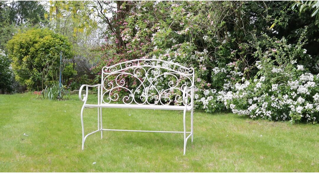 Photos - Garden Furniture Astoria Grand Mcglone Iron Park Bench white 94.0 H x 104.0 W x 55.0 D cm