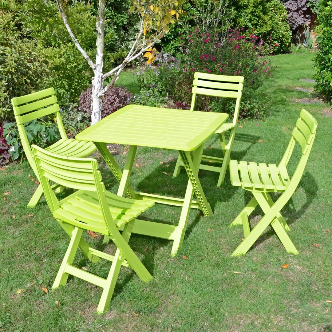 Photos - Garden Furniture Ebern Designs Brescia Folding Table with 4 Chairs Garden Set green 79.0 W