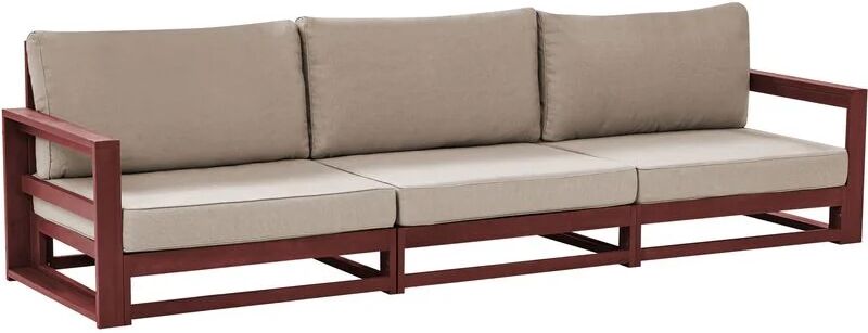 BELIANI 3 Seater Garden Outdoor Sofa Cushions Acacia Wood Mahogany Brown Timor ii