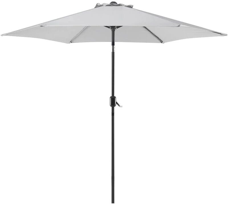 BELIANI Modern Garden Outdoor Parasol Metal Pole Polyester Canopy Light Grey Varese