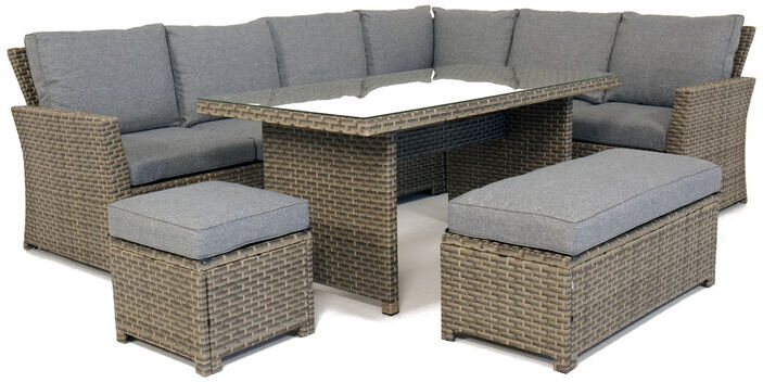 OUT & OUT ORIGINAL Out & out Palma Corner Outdoor Rattan Garden Lounge Set – 9 Seater - Grey