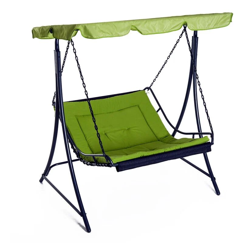 2 Seater Canopy Swing Chair Garden Hammock Bench Outdoor Lounger Green - Green - Outsunny