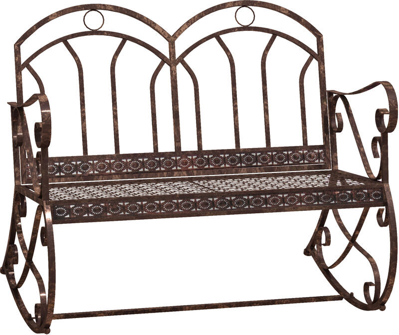 Rocking Chair Swing Bench Loveseat Metal Bronze Garden Outdoor - Bronze Red - Outsunny