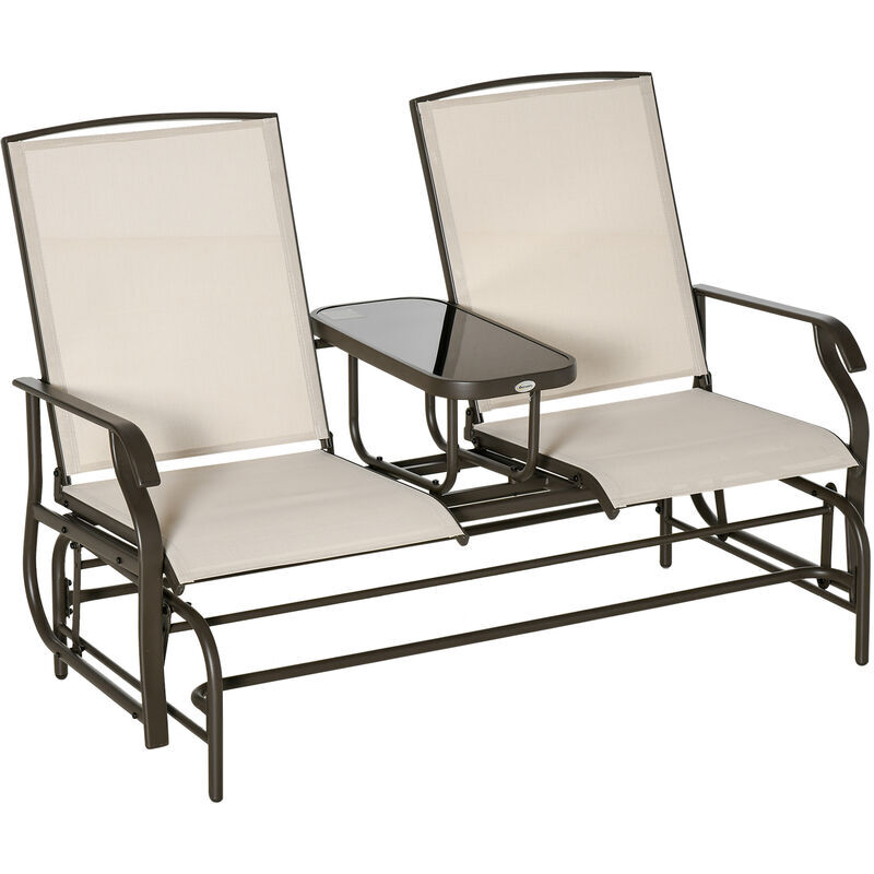 Outsunny - 2 Seater Rocker Double Rocking Chair Lounger Outdoor Garden Furniture Brown - Khaki