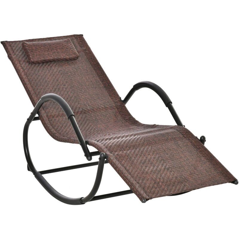 Zero Gravity Rocking Lounge Chair Pillow Garden Outdoor Furniture Brown - Brown - Outsunny