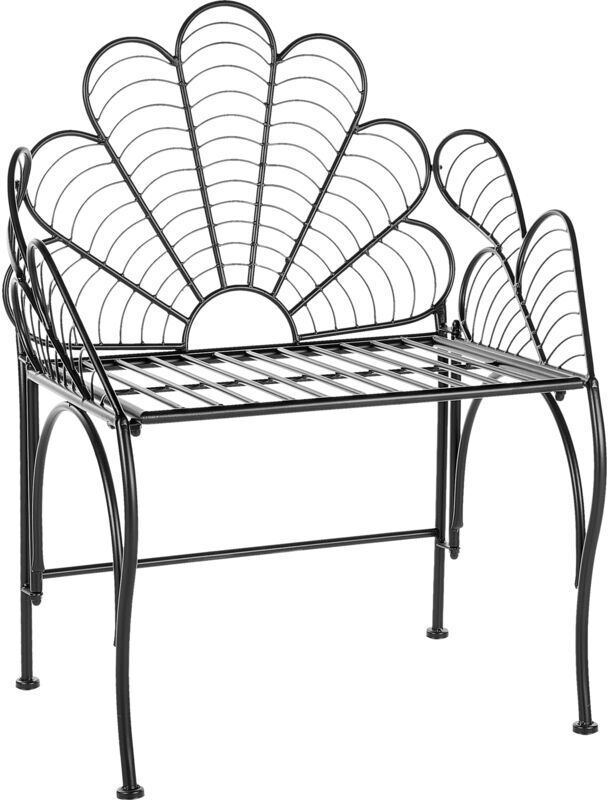 BELIANI Retro Garden Outdoor Accent Chair Black Iron with Armrests Liguria