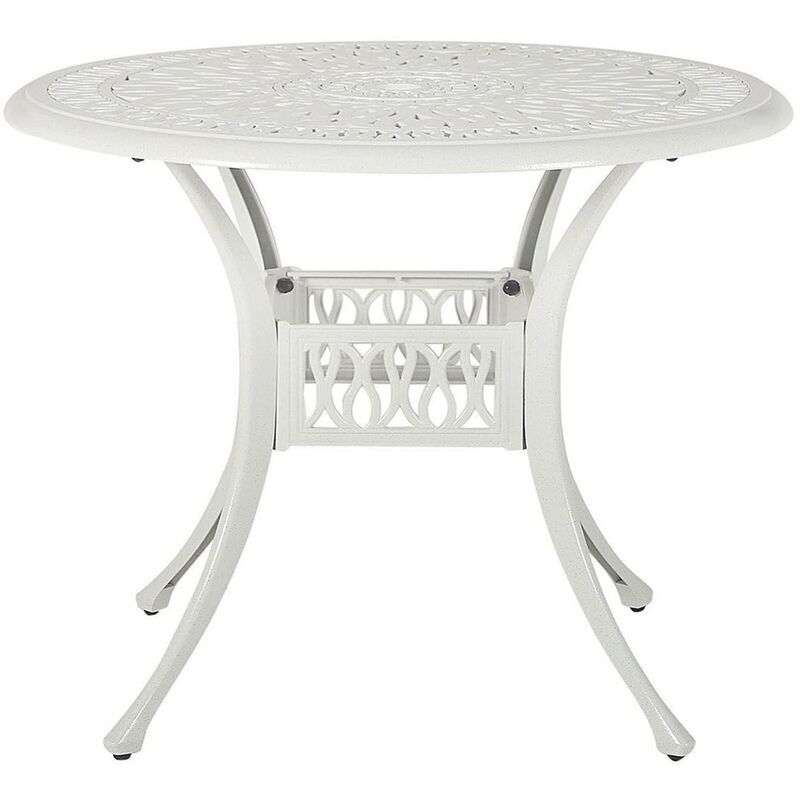 BELIANI Vintage Garden Outdoor Dining Table White Aluminium Round ø 90 cm Ancona