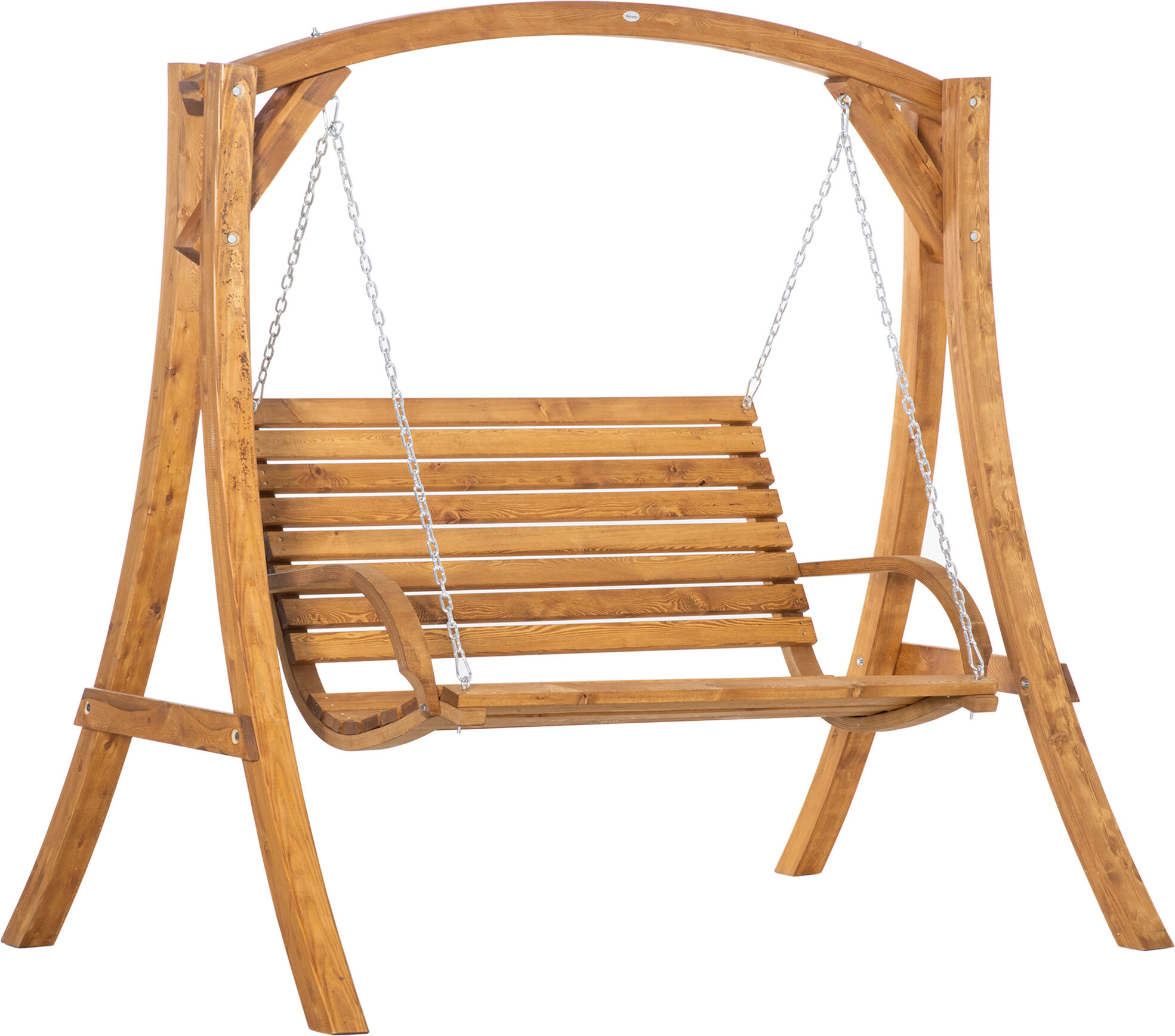 Outsunny 2 Seater Garden Swing Chair, Outdoor Wooden Swing Bench Seat