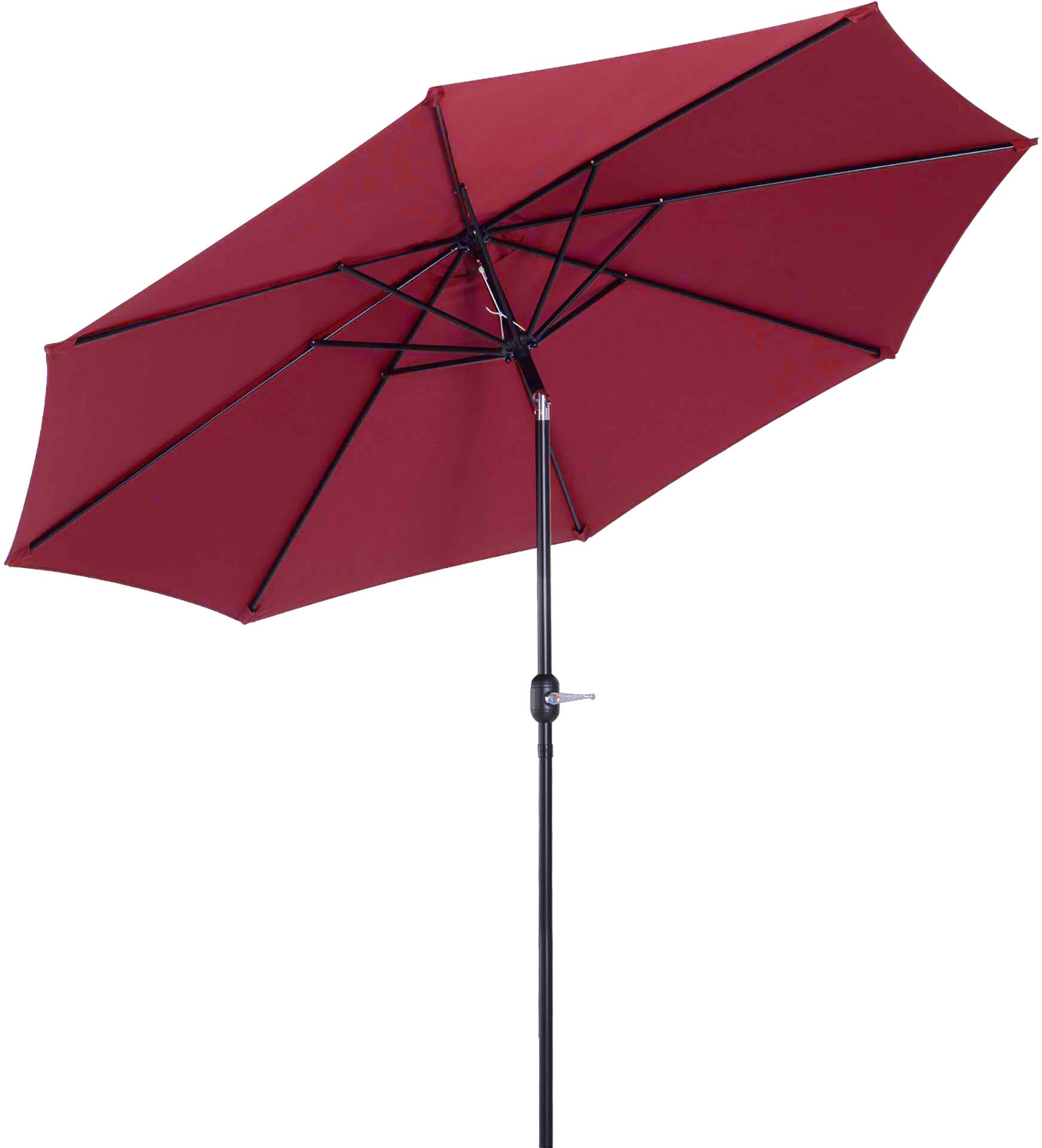 Outsunny 3(m) Tilting Parasol Garden Umbrellas, Outdoor Sun Shade with 8 Ribs, Tilt and Crank Handle for Balcony, Bench, Garden, Wine Red