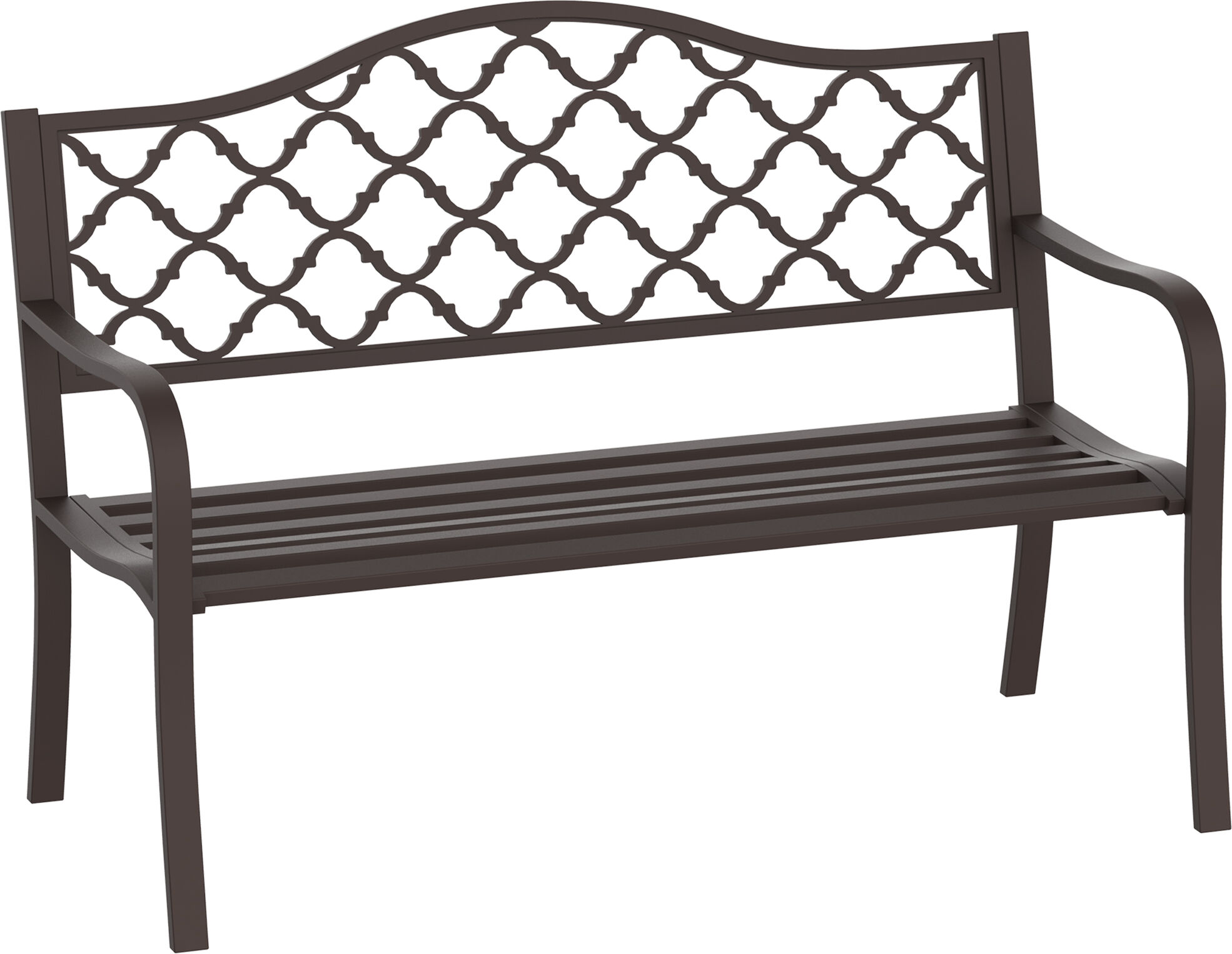 Outsunny  Outdoor Garden Bench Antique Style Cast Iron 2 Seater Patio Porch Park Loveseat Chair Seater - Brown