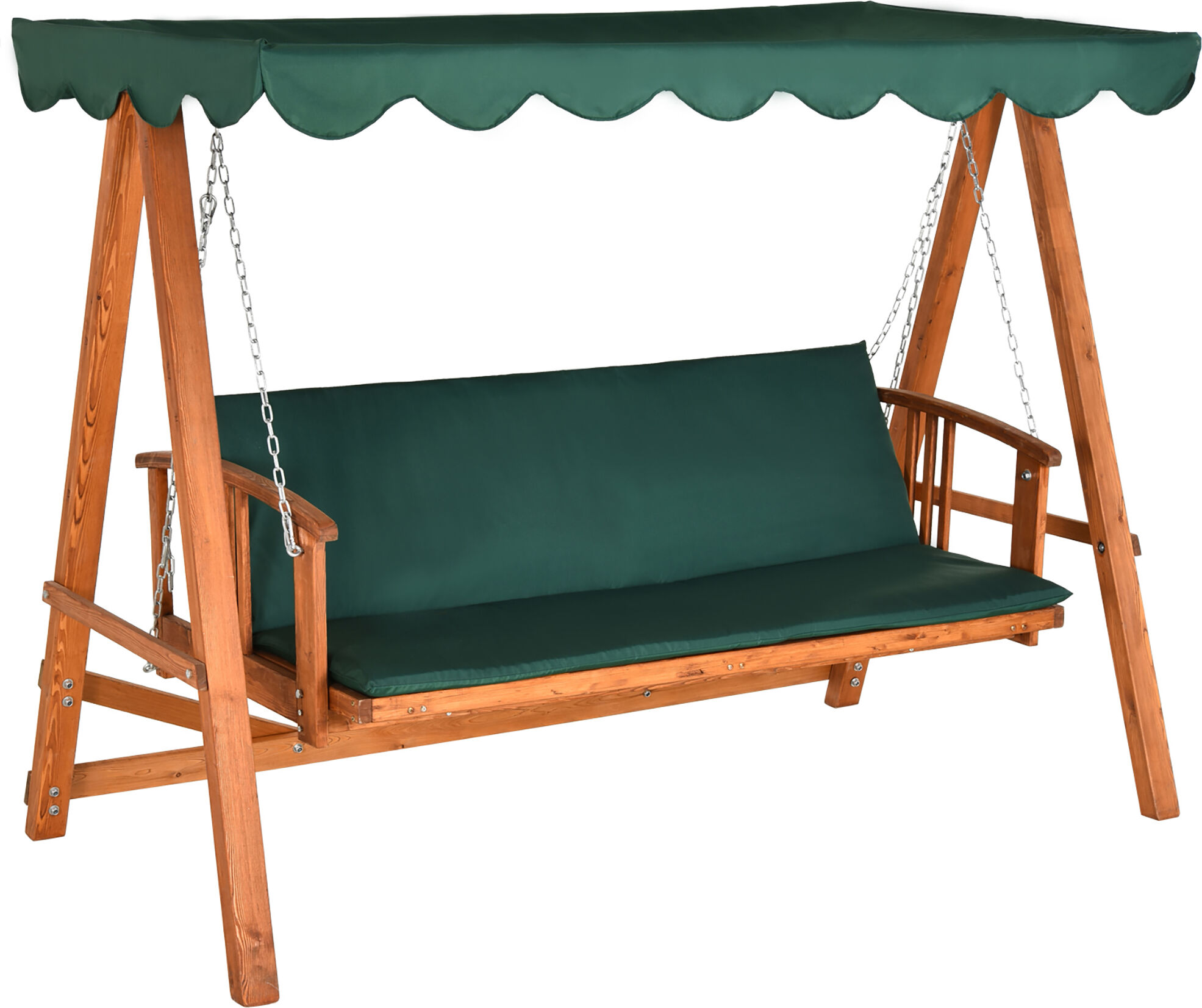 Outsunny Wooden Garden 3-Seater Outdoor Swing Chair