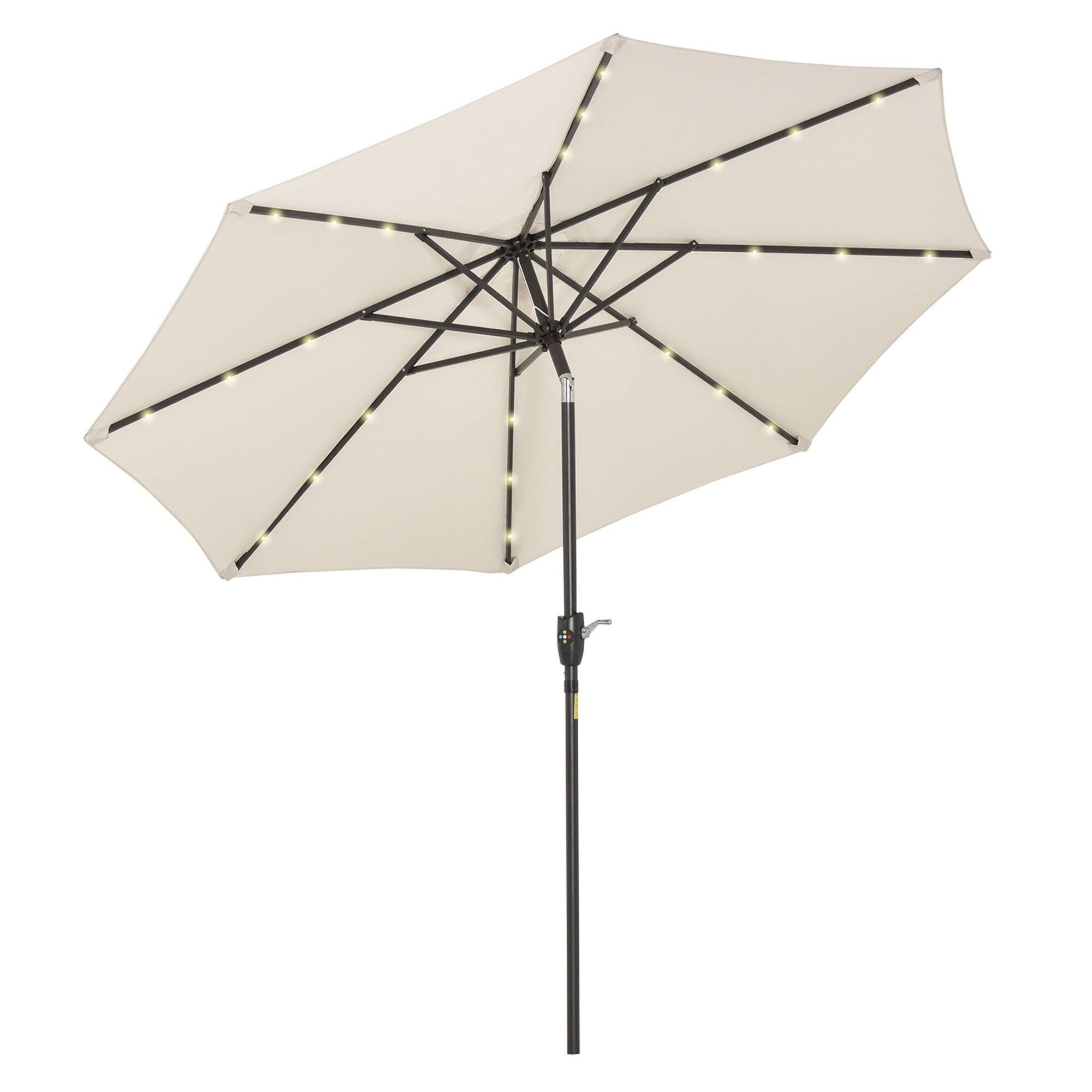 Outsunny Garden Parasol Outdoor Tilt Sun Umbrella LED Light Hand Crank