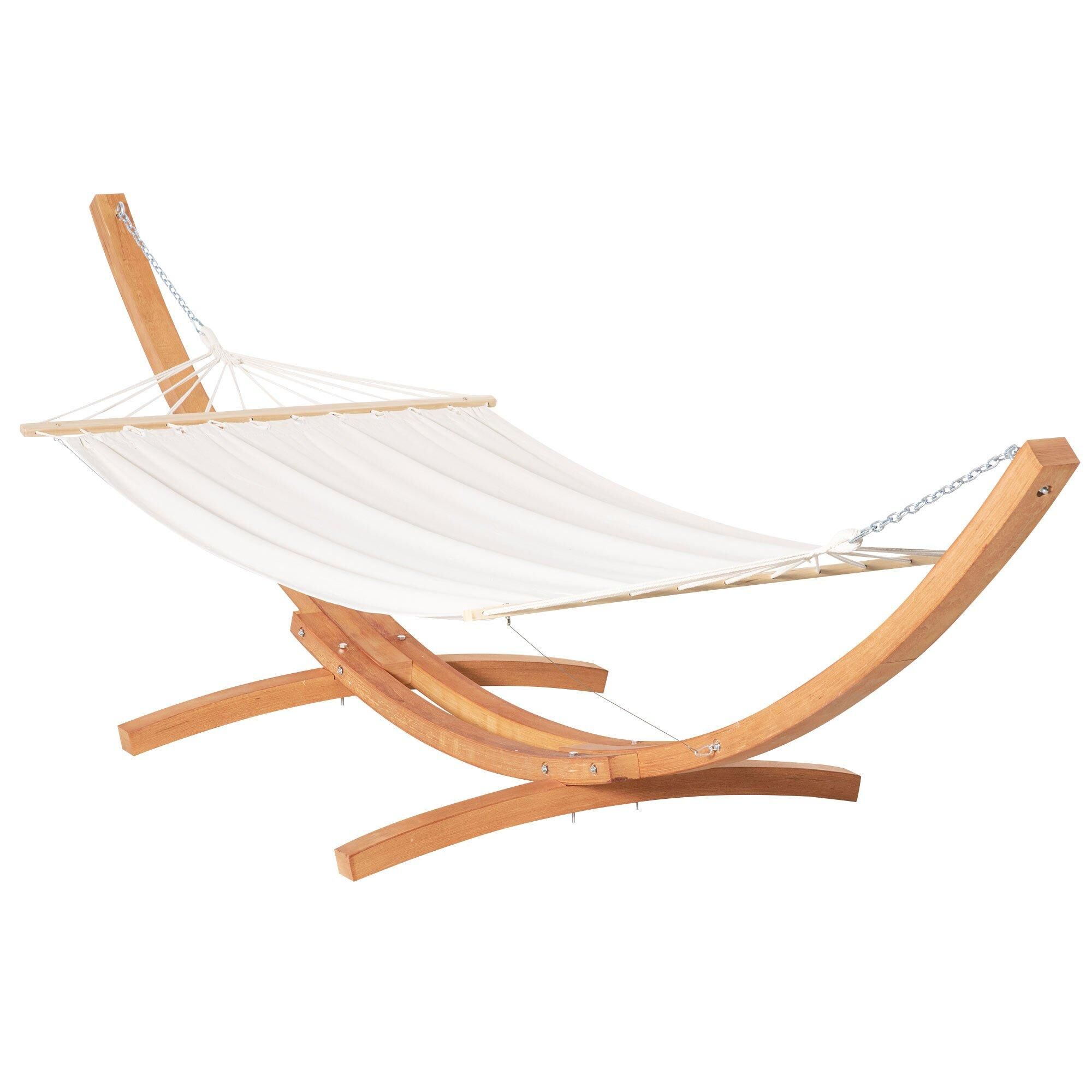 Outsunny Outdoor Garden Hammock Swing Hanging Bed withWooden Stand for Patio