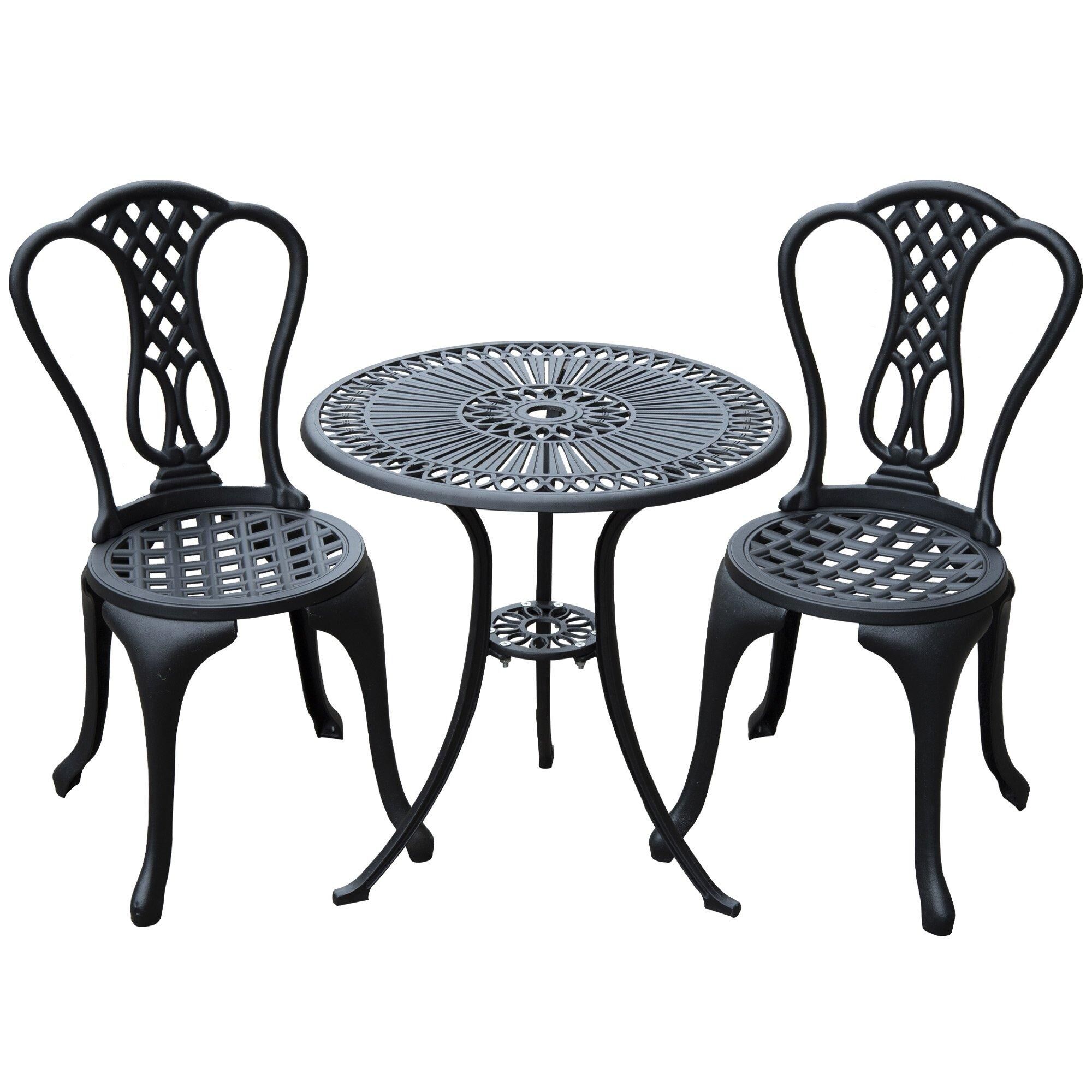 Outsunny Garden Bistro Set Outdoor Table Chairs Aluminium Patio Lawn Furniture