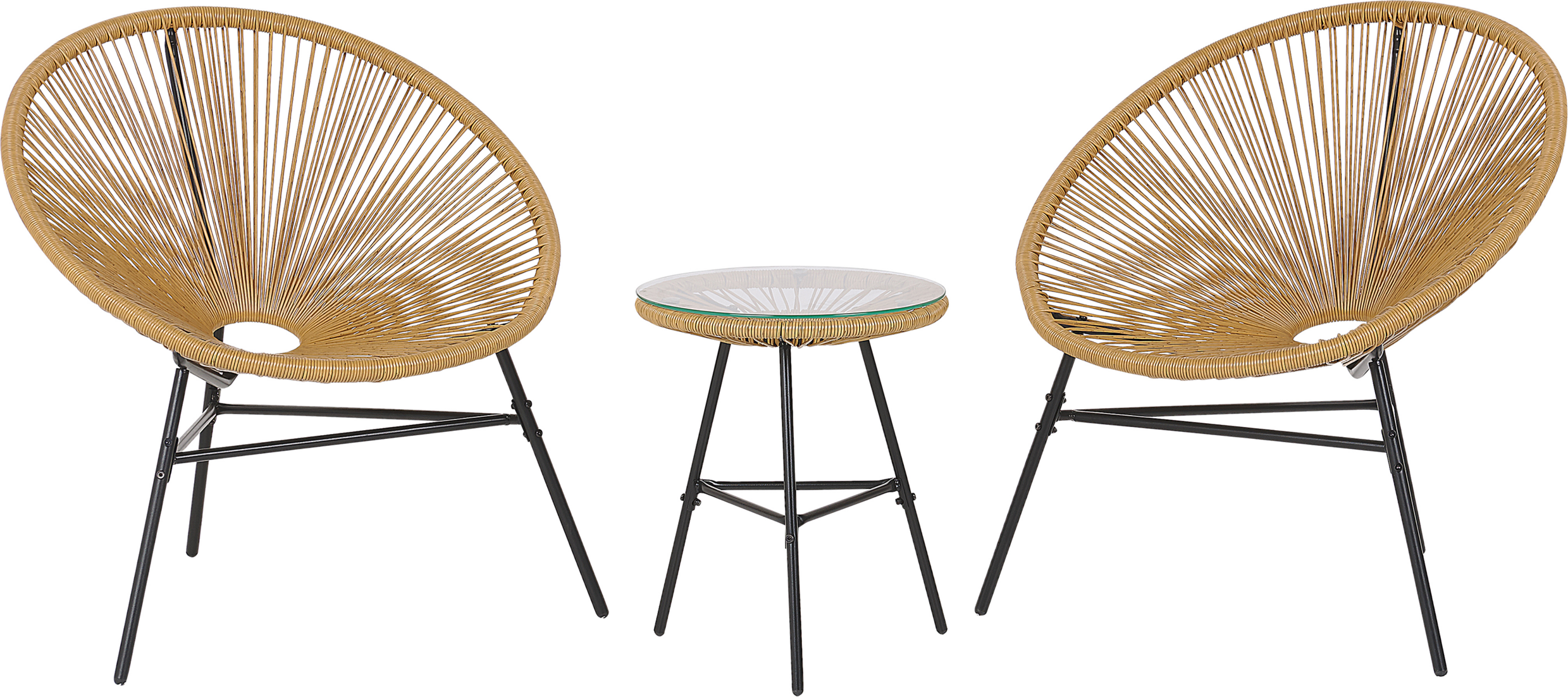 Beliani Bistro Set Beige PE Rattan 3 Piece 2 Seater Modern