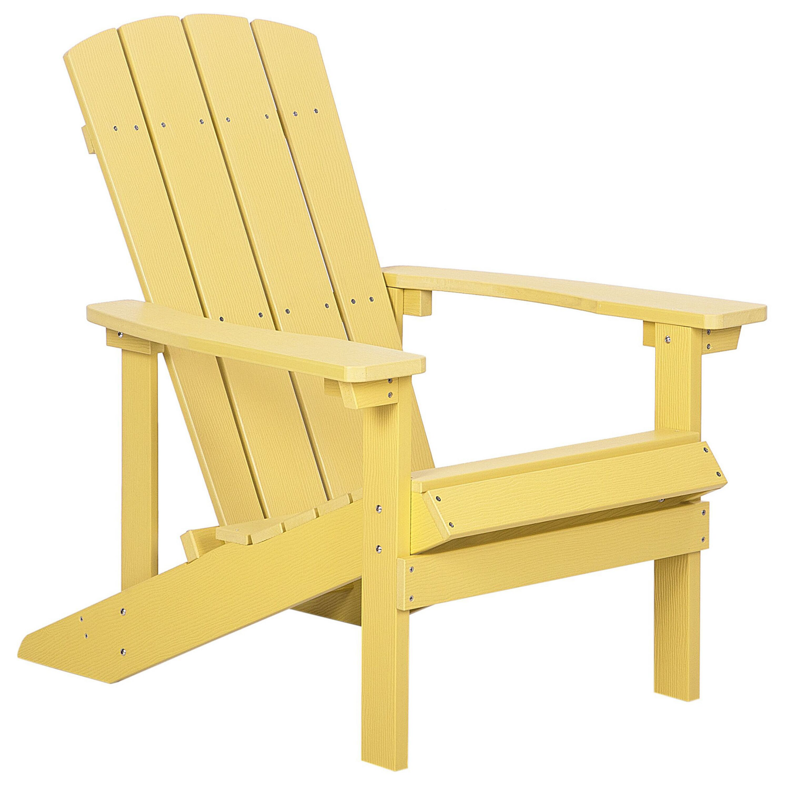 Beliani Garden Chair Yellow Plastic Wood Weather Resistant Modern Style
