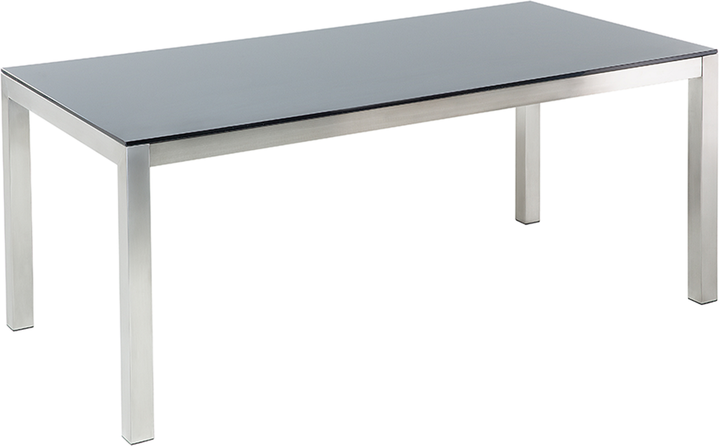 Beliani Garden Table Black Glass Table Top 180 x 90 cm 6 Seater Steel Frame