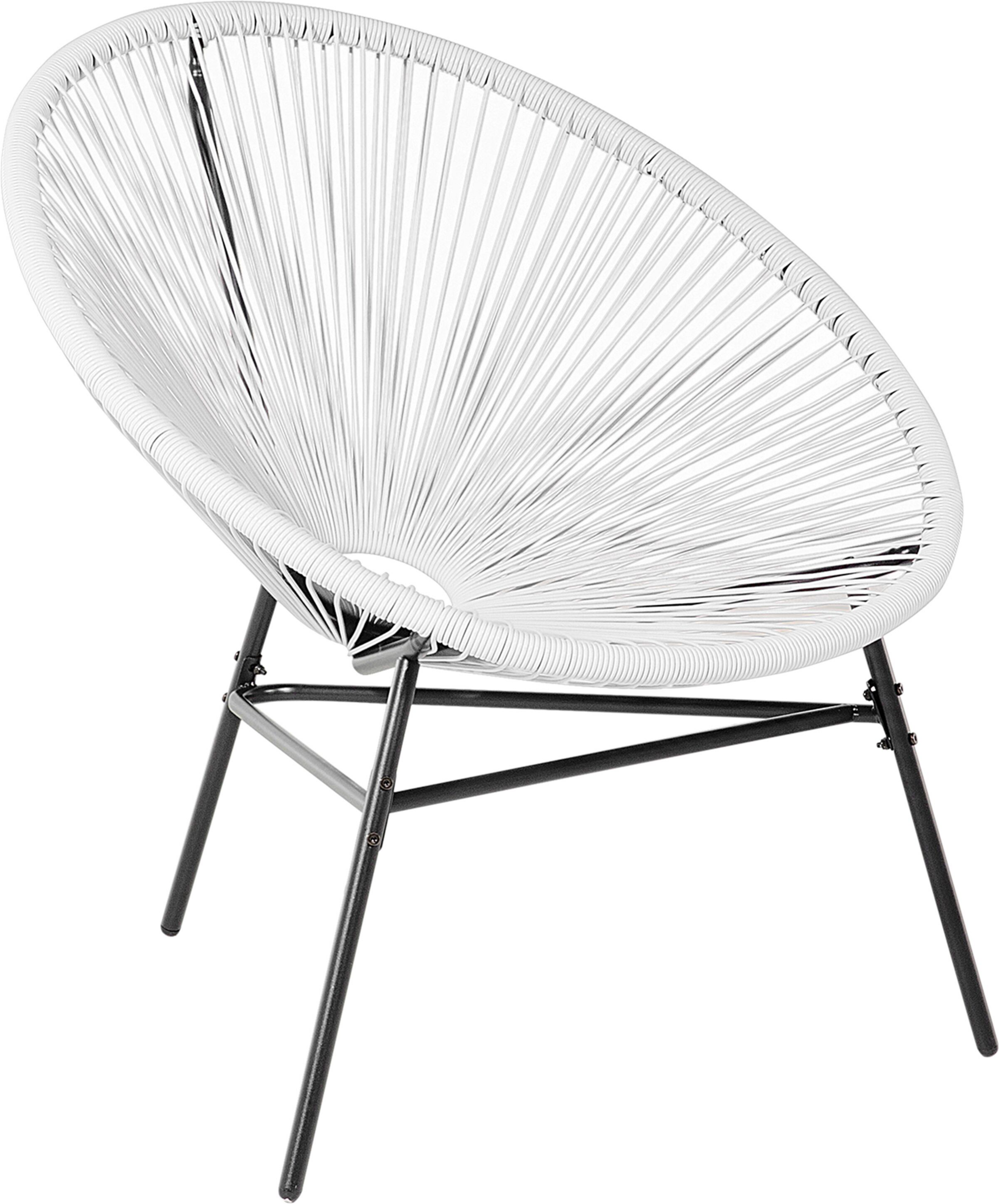 Beliani Garden Chair White PE Rattan Papasan Modern