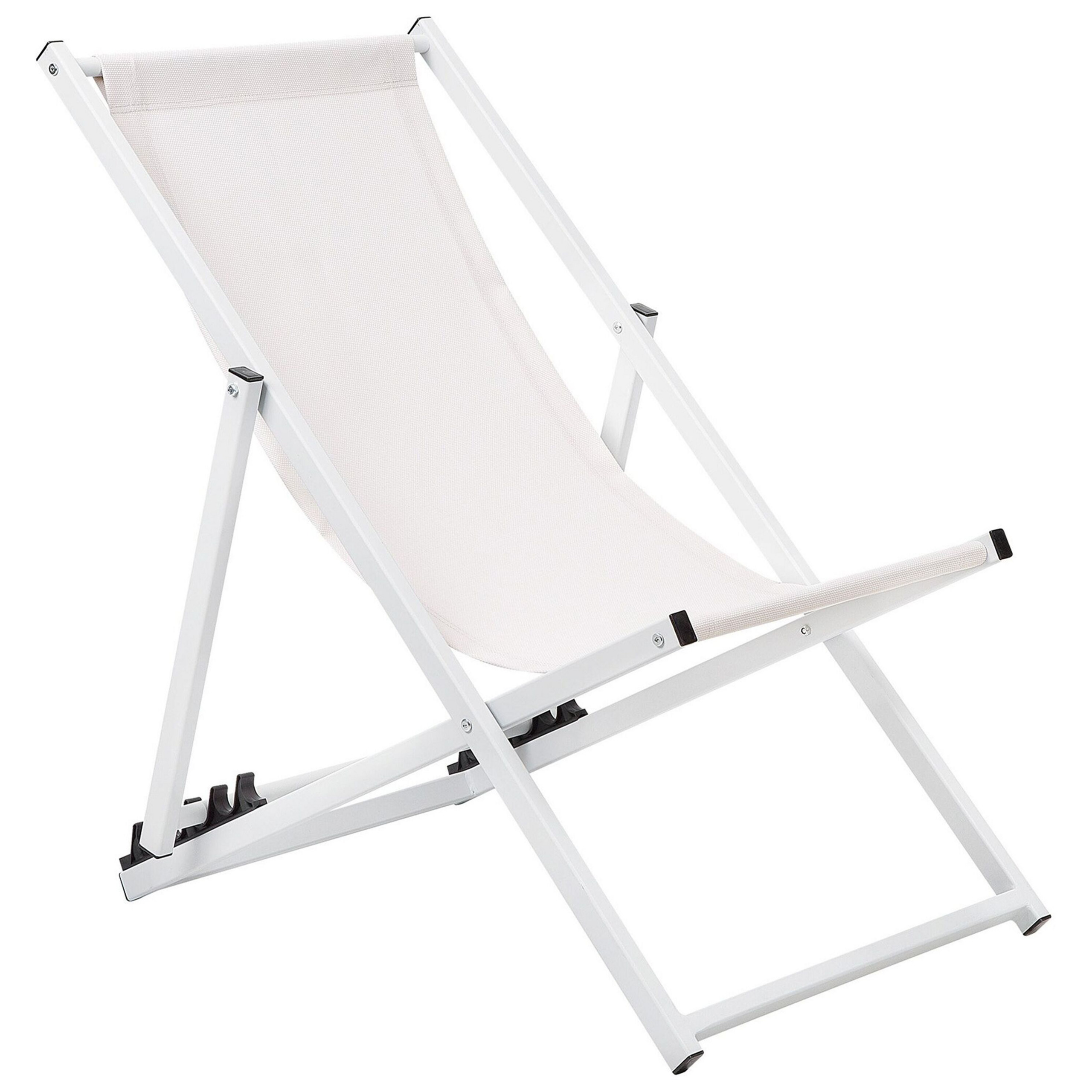 Beliani Deck Chair White Aluminium Folding Beach Coastal