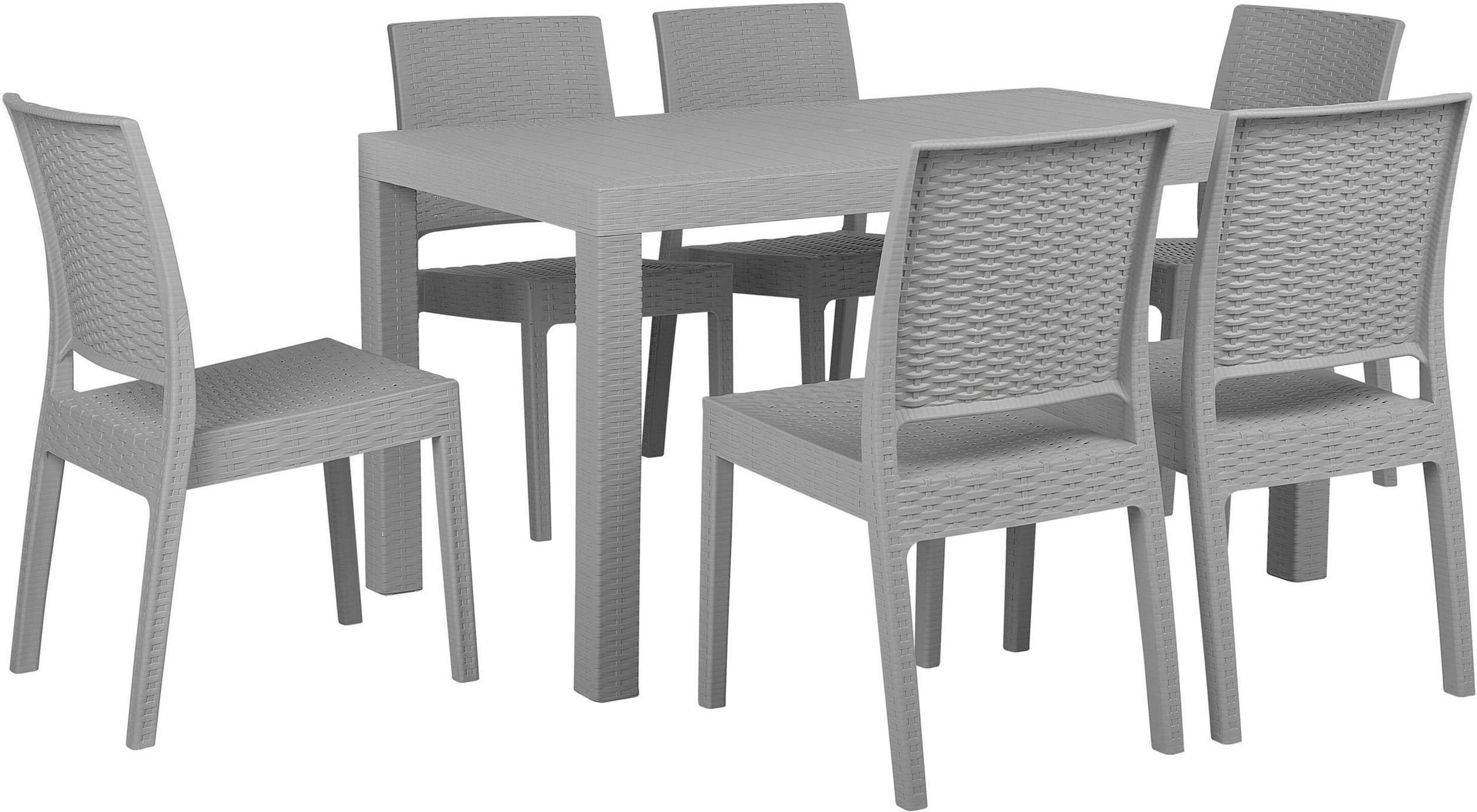 Beliani Garden Dining Set Light Grey Rectangular Table 6 Seater Coastal