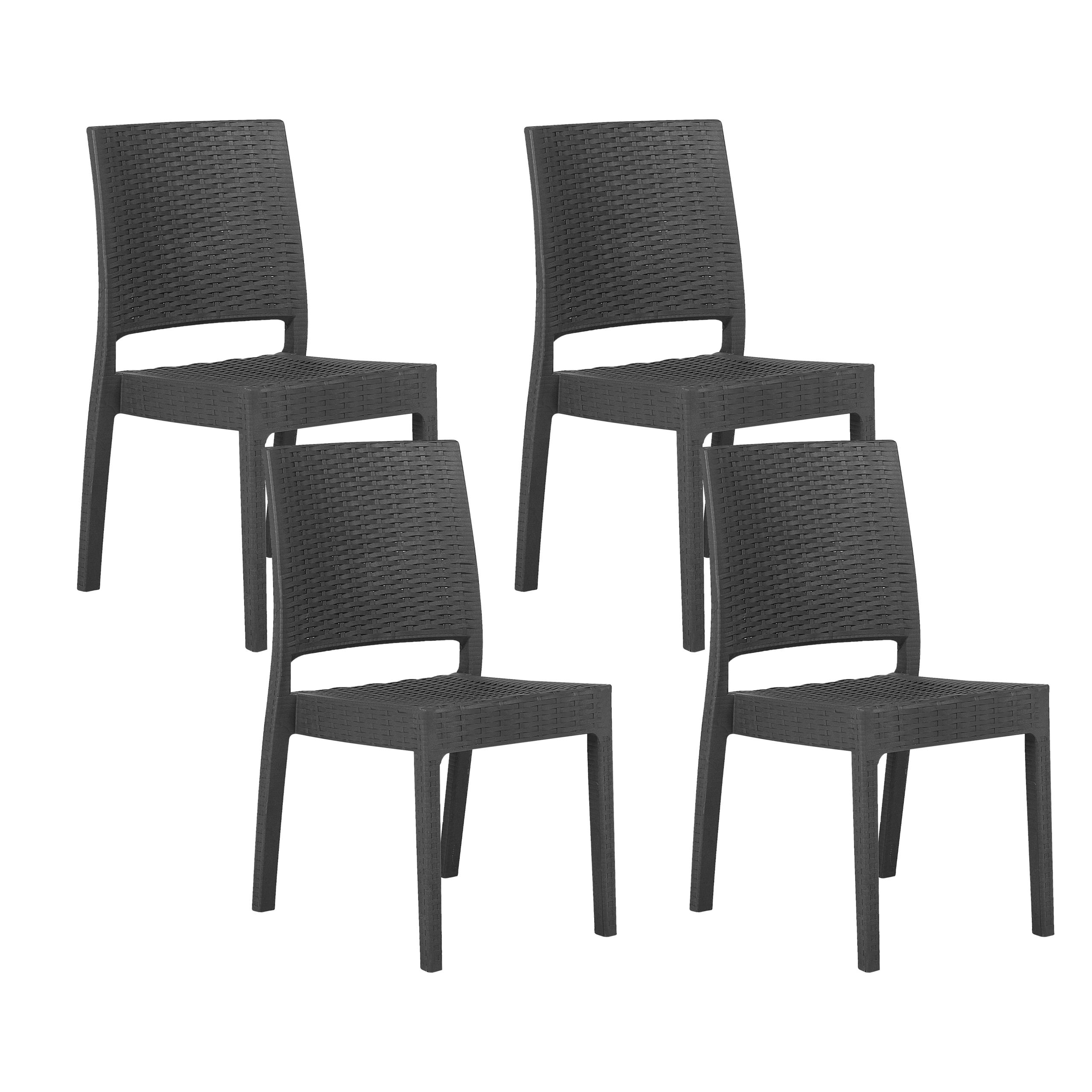 Beliani Set of 4 Garden Dining Chairs Grey Coastal