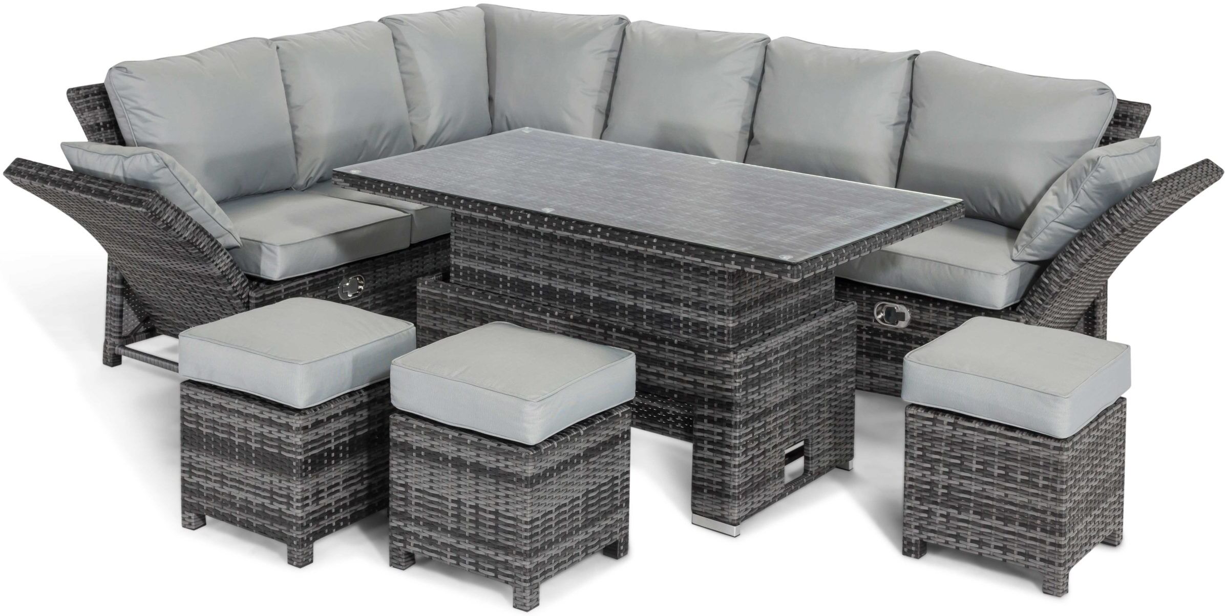 Maze Henley Corner Dining Set with Rising Table   Grey Rattan