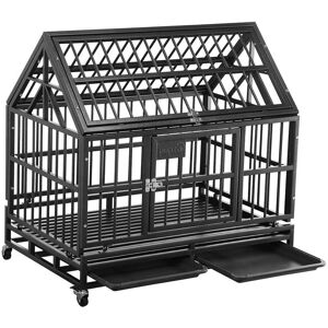 maocao hoom Heavy-Duty Metal Dog Cage in Dark Gray - Medium 38 in.