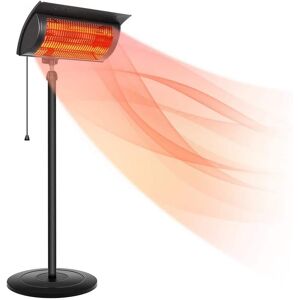 Amucolo 1500-Watt Adjustable Height Infrared Standing Electric Patio Heater Outdoor Balcony Heater with Overheat Protection