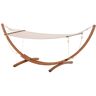 Outsunny 10 ft. Hammock Bed with Wood Stand, Rainbow Bed, Heavy-Duty Roman Arc Hammock for Single Person in Beige