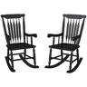 Outsunny Porch Rockers Set of 2 Black Poplar Wood Outdoor Rocking Chair