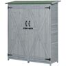 Outsunny 19.75 in. x 55 in. x 63.75 in. Natural Wooden Garden Storage Shed with Locking Door and Interior Shelves