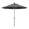 California Umbrella 9 ft. Hammertone Grey Aluminum Market Patio Umbrella with Push Button Tilt Crank Lift in Charcoal Sunbrella