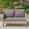 Brookside Chloe Greige Wicker Outdoor Loveseat with Gray Cushions