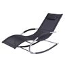 Outsunny Chaise Rocker Patio Metal Sling Outdoor Lounge Chairs Recliner in Black, Detachable Pillow and Weather-Fighting Fabric