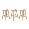 WESTIN OUTDOOR Franklin Teak 29 in. HDPE Plastic Backless Outdoor Patio Bar Stool (Set of 3)