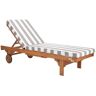 SAFAVIEH Newport Natural Brown 1-Piece Wood Outdoor Chaise Lounge Chair with Grey/White Cushion