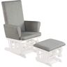 Alpulon Wood Patio Baby Nursery Relax Outdoor Rocking Chair Glider and Ottoman Set in Light Gray