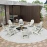 WESTIN OUTDOOR Addison Sand 8-Piece Plastic Folding Adirondack Patio Conversation Set