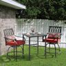 Nuu Garden 3-Piece Metal Patio Conversation Set with Red Cushions