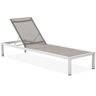 JEAREY Patio Aluminum Lounge Chaise Outdoor Chaise Lounge Chair with Textile Khaki Fabric