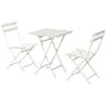 Anvil White 3-Piece Metal Indoor Outdoor Bistro Set, Patio Dining Set Foldable Square Table and Chairs Set